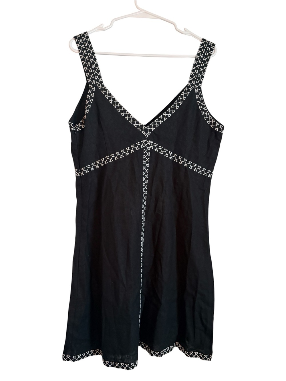Rachel Zoe Black Mini Dress with White Embroidered Trim